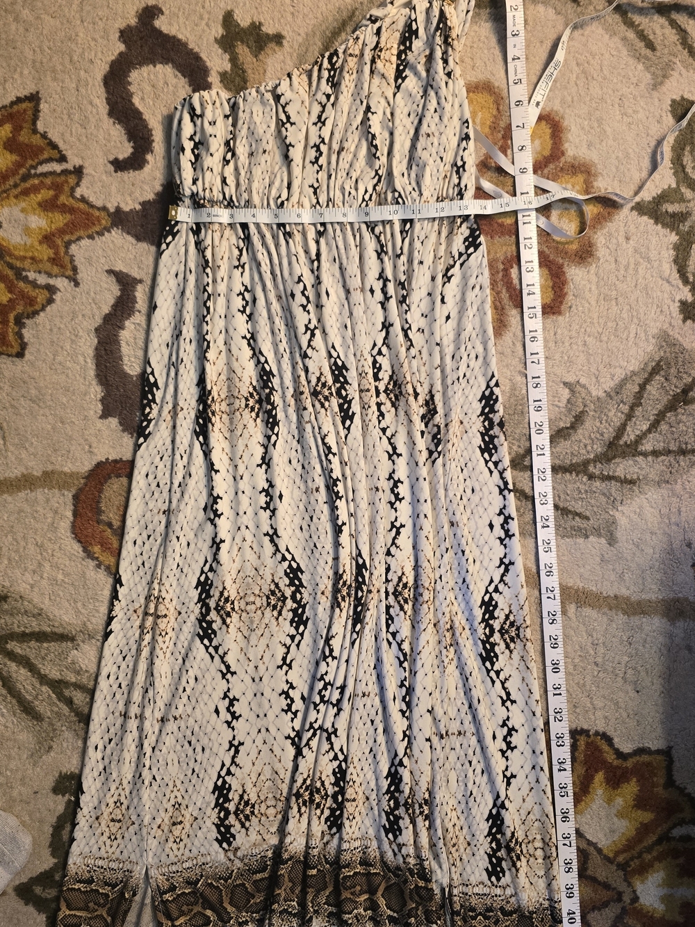 Boston Proper Strapless Snake-Print Maxi Dress in Cream, Black and Tan